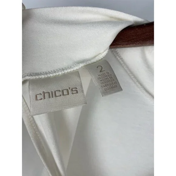 Chico’s White Sleeveless Mockneck Keyhole Back Neckline Blouse Top Size L/12 - Picture 7 of 7